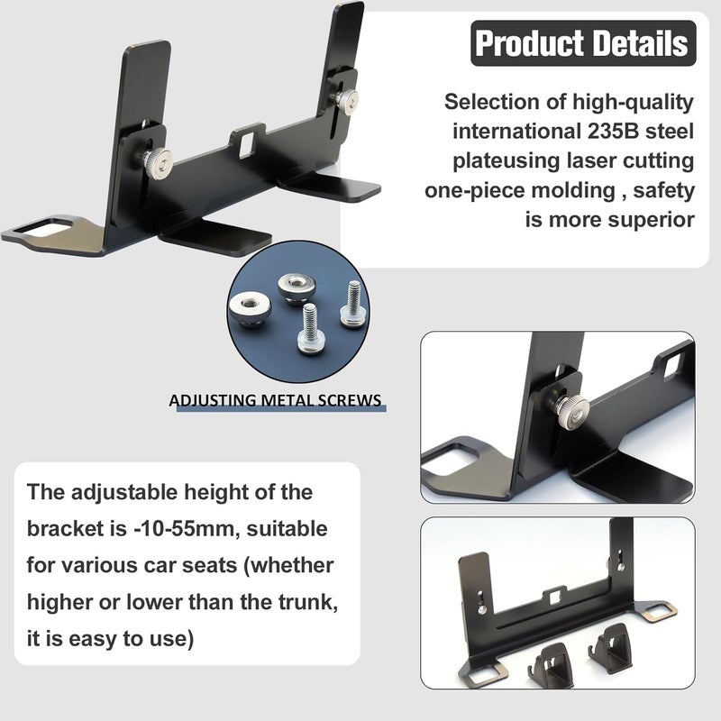 JHKLS Universal Child Seat Anchor Kit Safe Cars Seat Mount Bracket, Universal ISOFIX Latch Interface Bracket Steel Latch Connector 332*135*136mm Height Adjustable for Sedans - Image 5